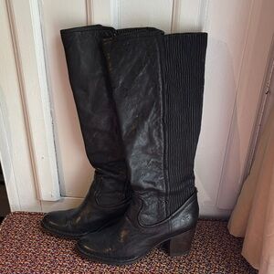 Frye Black Leather Heeled Boots
